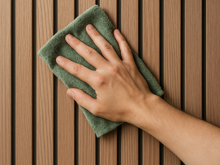 Akustik duvar paneli yüzey temizliği ve bakım işlemi slat wall panel uygulama sonrası