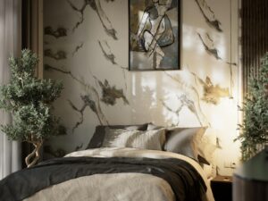 Marble PVC wall panel bedroom wall application