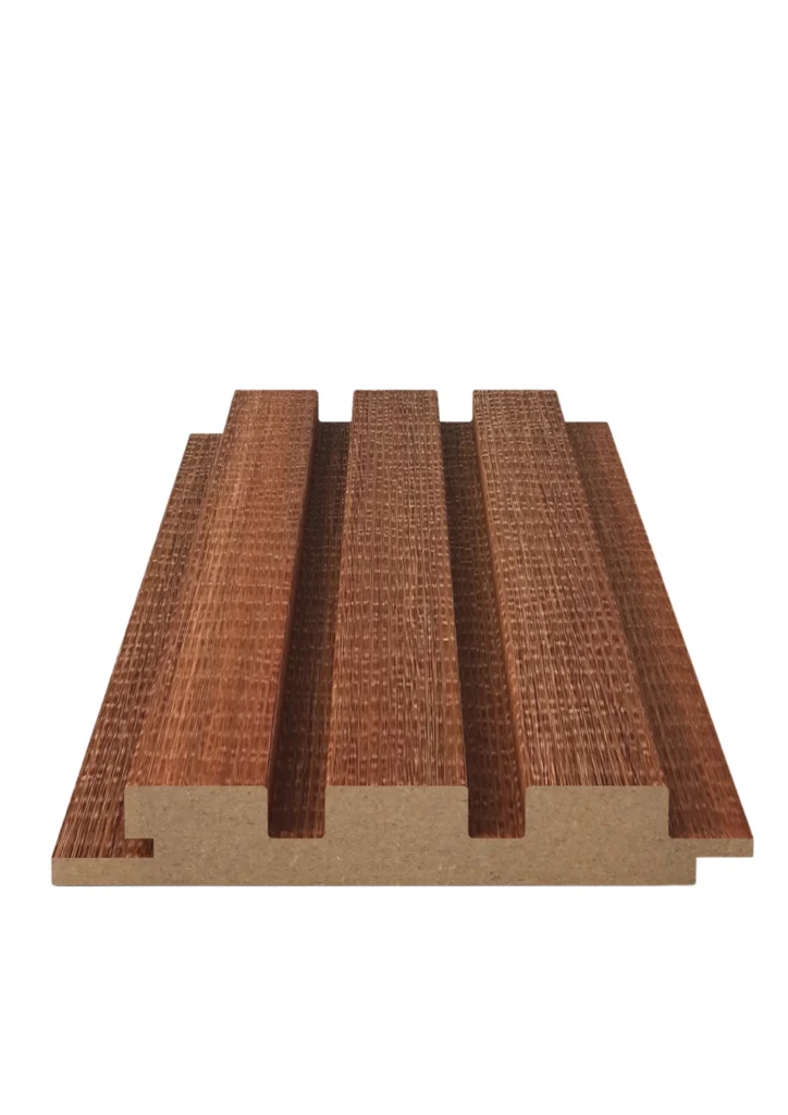 QWP Rattan ES MDF wall panel with brown textured grooved finish